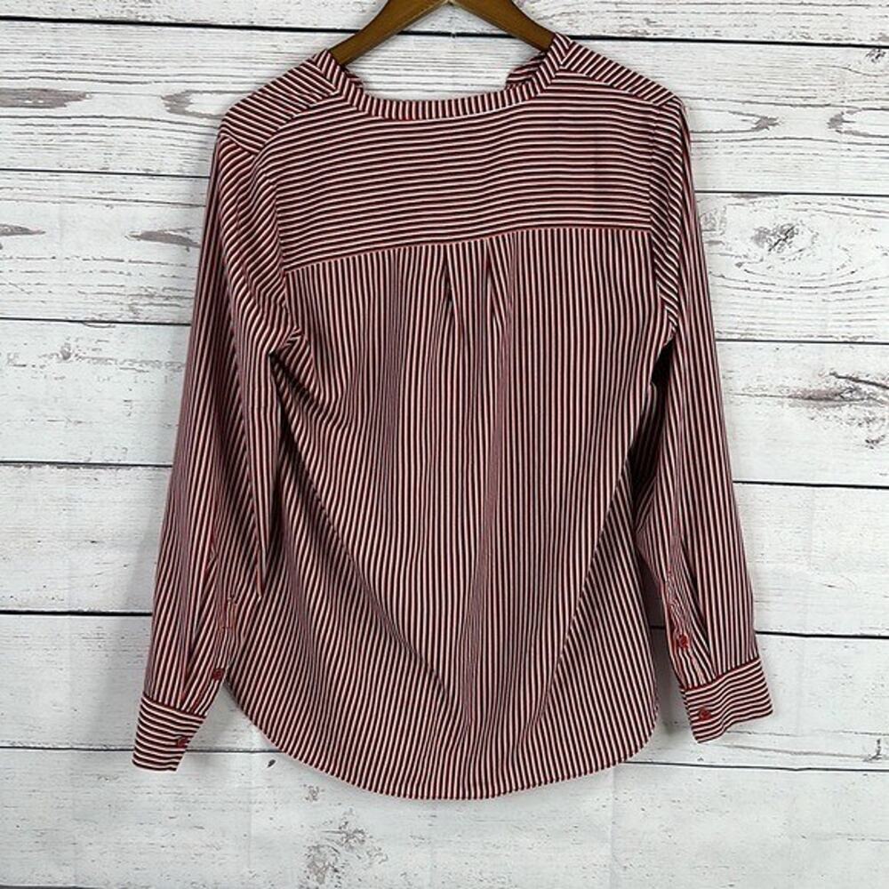 CAbi 5335 Blouse Top Shirt‎ Womens Medium Franklin Red Blue Vertical Stripe - Picture 10 of 13